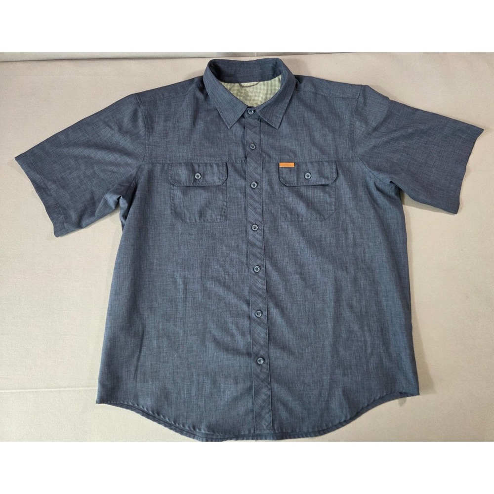 Orvis Shirt Mens XL Blue Performance Stretch Outdoor Fishing Hiking Collared